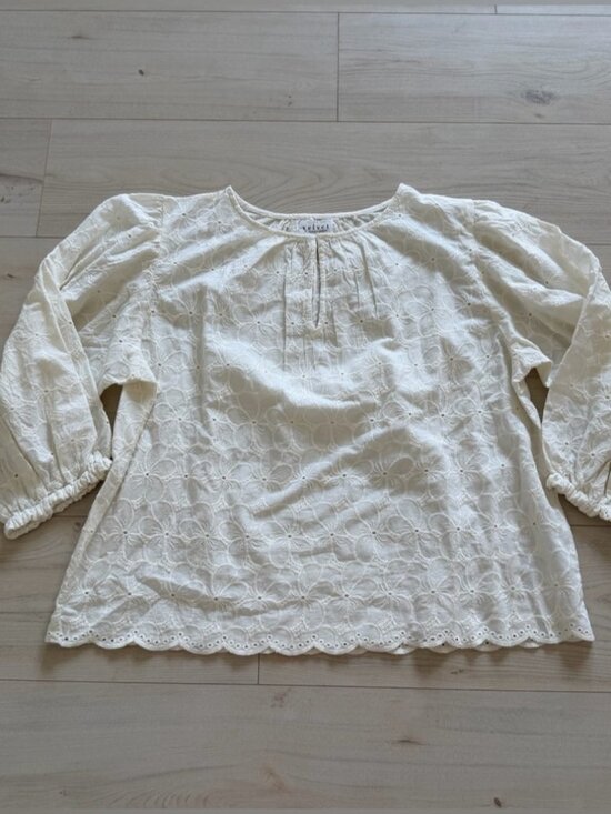 Tops - Cream Eyelet Peasant Blouse💛